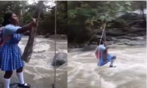 Girl crossing river Viral Video